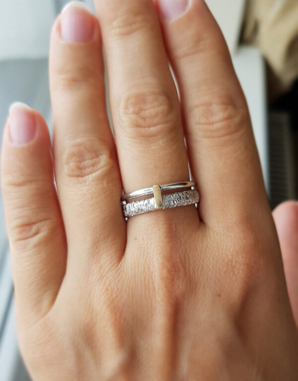 two rings combined to one with gold accent