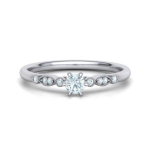 Elegantiškas balto aukso sužadėtuvių žiedas su natūraliais briliantais