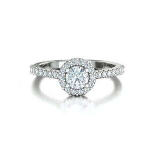 Prabangus balto aukso sužadėtuvių žiedas