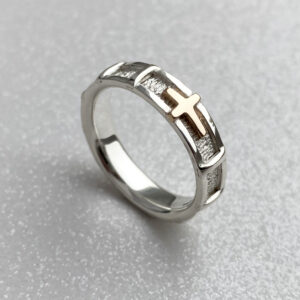 Sidabrinis žiedas su kryželiu žiedas - rožančius