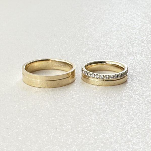 Modernūs vestuviniai žiedai su briliantais