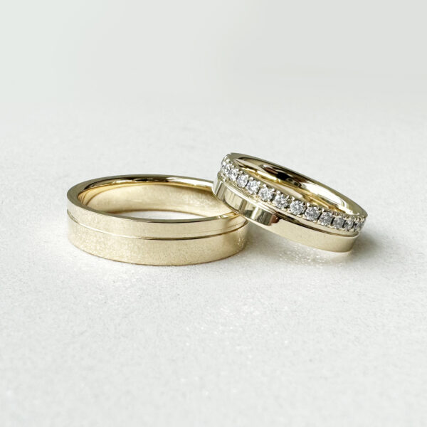 Modernūs vestuviniai žiedai su briliantais