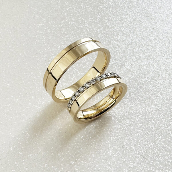 Modernūs vestuviniai žiedai su briliantais